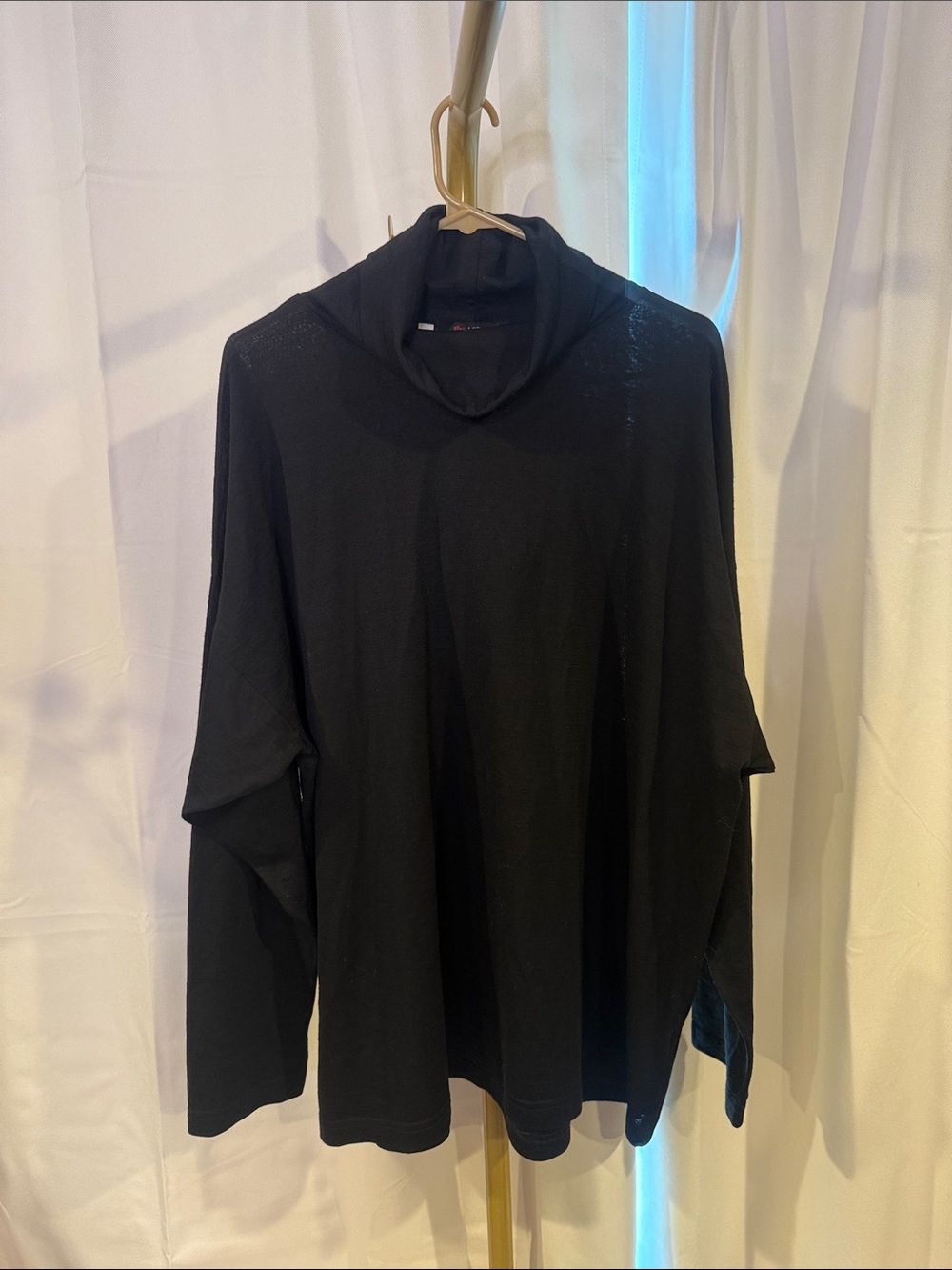 Japanalia Women’s oversized black Cowl-Neck tunic Top vintage wool winter fal